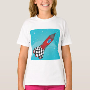 Camiseta Nave Espacial Vermelha Retro no Espaço Galáctico
