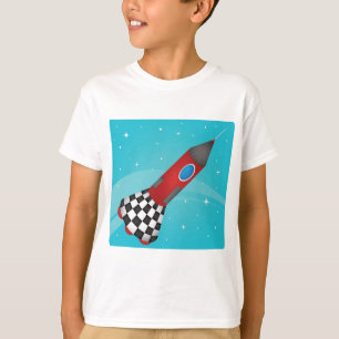 Camiseta Nave Espacial Vermelha Retro no Espaço Galáctico