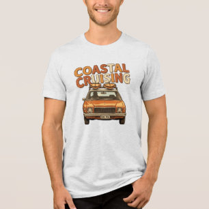 Camiseta Navegação Costeira Estilo Vintage de Verão Surf