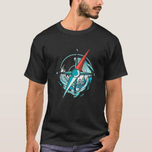 Camiseta Navegação e vela com bússola e náutica