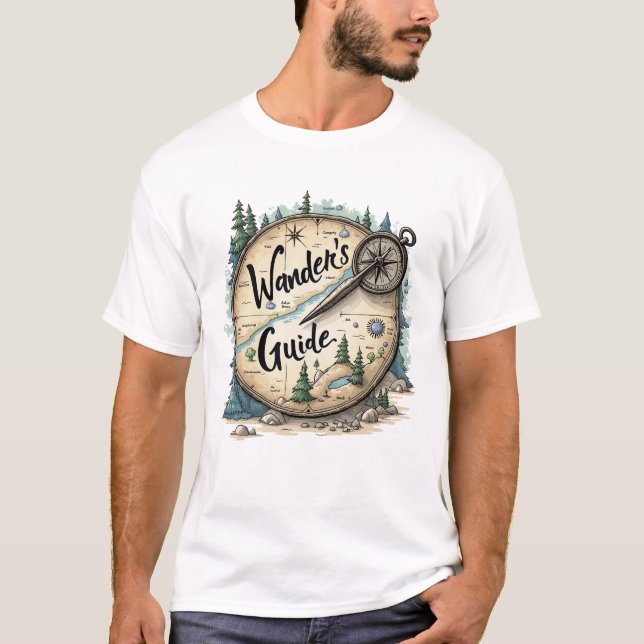 Camiseta Navegador de Aventura: Guiando Sua Viagem com Mapa (Frente)