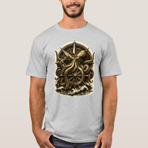 Camiseta Navegador de polvo vintage náutico Kraken Ship Whe