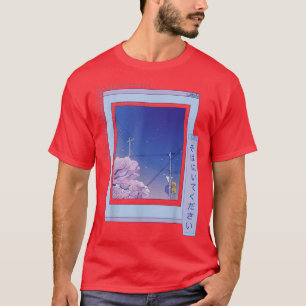 Camiseta Navegador Sakura Anime-Cute Vaporwave Noite Japone