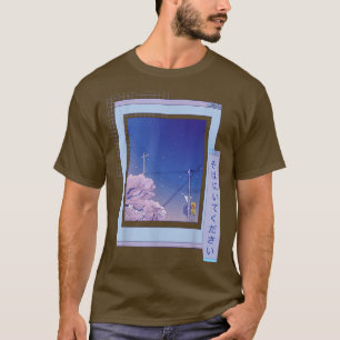 Camiseta Navegador Sakura Anime-Cute Vaporwave Noite Japone