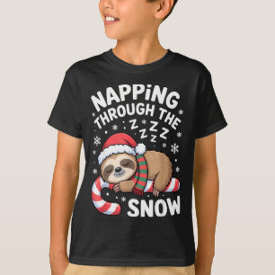 Camiseta Navegando Pela Neve Sloth Engraçado Cane Xmas