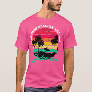 Camiseta Navego praias e Surf Galveston surfando no Texas