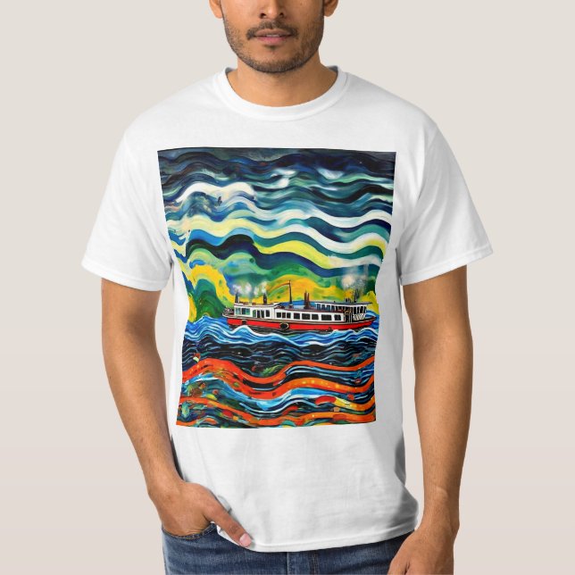 Camiseta Navio a vapor na tempestade 5 (Frente)