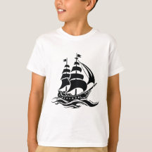 Navio à Vela Sombra – Ilustração Oceânica Vintage