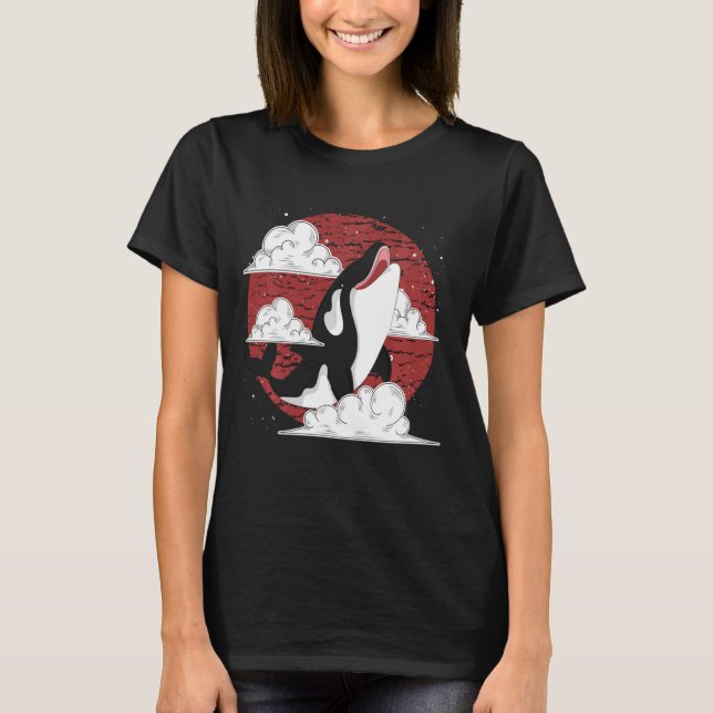 Camiseta Navio-baleia Oceano Animal Mar de Orca Longa (Frente)