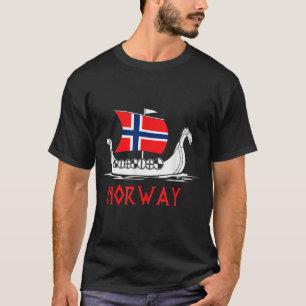 Camiseta Navio Bandeira Norueguesa, Noruega Viking Navio, N