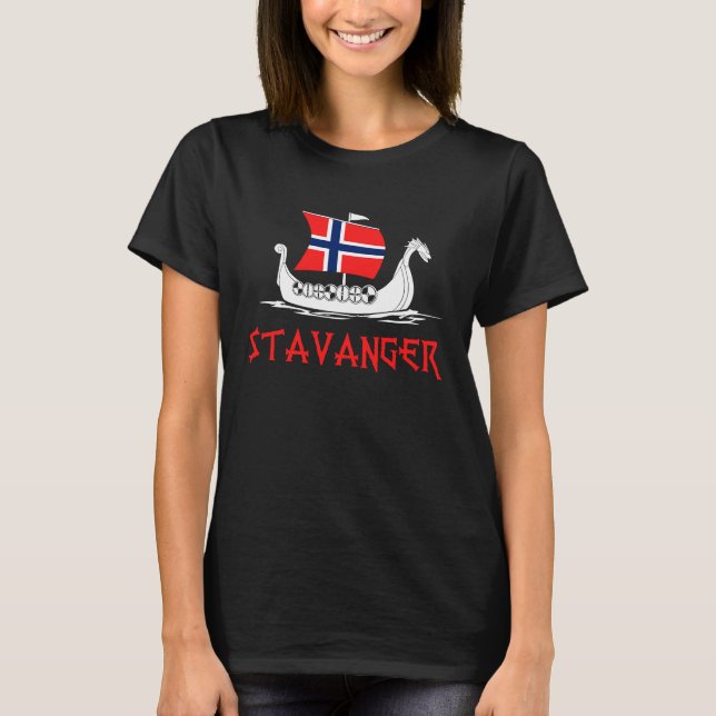 Camiseta Navio Bandeira Norueguesa, Noruega Viking Navio ST (Frente)