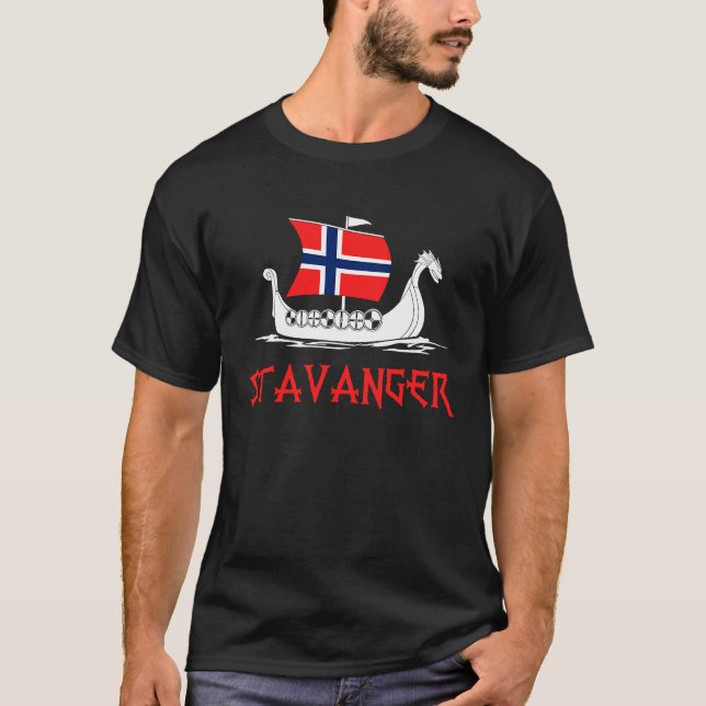 Camiseta Navio Bandeira Norueguesa, Noruega Viking Navio ST (Frente)