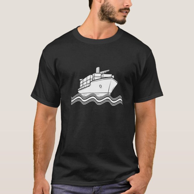 Camiseta Navio Contentor Capitão Seaman Sailor Cargo Shi (Frente)