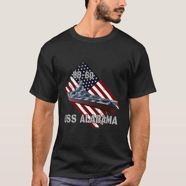 Camiseta Navio de batalha USS Alabama BB-60 _ Navio de guer (Frente)