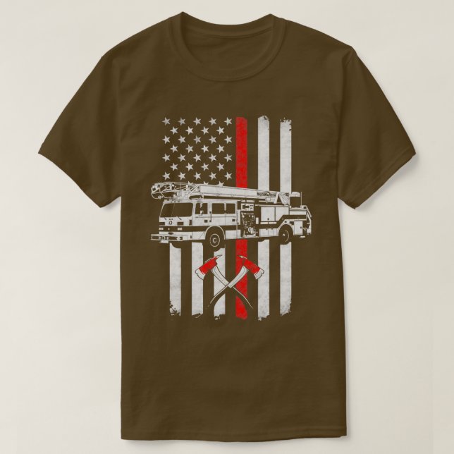 Camiseta Navio de bombeiros, bandeira americana (Frente do Design)