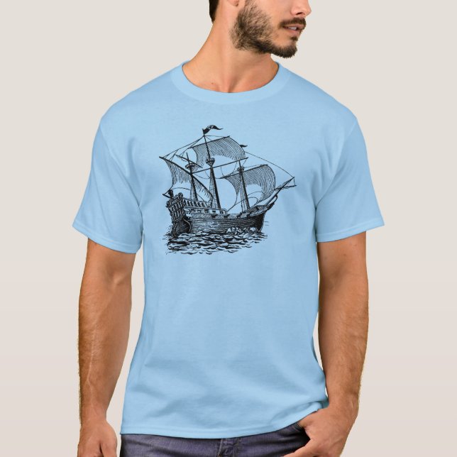 Camiseta Navio de Galleon do vintage (Frente)