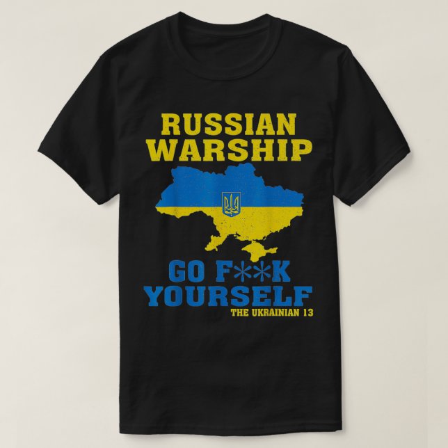 Camiseta Navio de Guerra Russo Vai-te embora (Frente do Design)