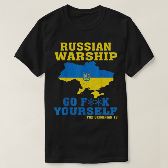 Camiseta Navio de Guerra Russo Vai-te embora1 (Frente do Design)