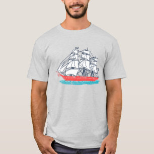 Camiseta Navio de navigação do mastro do estilo três do
