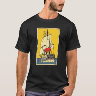 Camiseta Navio de Vela Fragata Clássica Canhões Velho Canad