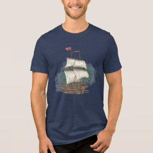 Camiseta Navio Desenhado à Mão