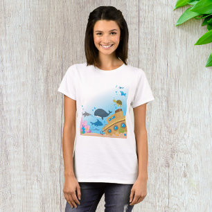 Camiseta Navio E Peixe Suspenso