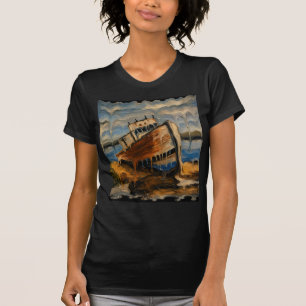 Camiseta Navio Encalhado Derretido Naufrágio Surreal da C