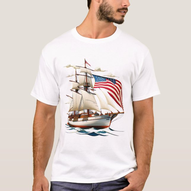Camiseta navio majestoso americano (Frente)