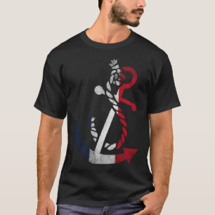 Camiseta Navio náutico âncora França Bandeira do mar francê