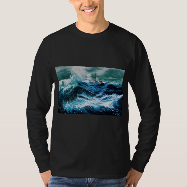 Camiseta Navio no mar em tempestade (Frente)