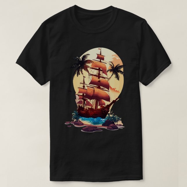 Camiseta Navio pirata 3 (Frente do Design)