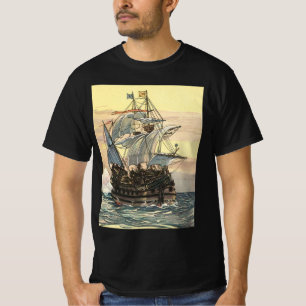 Camiseta Navio Pirata Antigo, Galeão Navegando no Oceano
