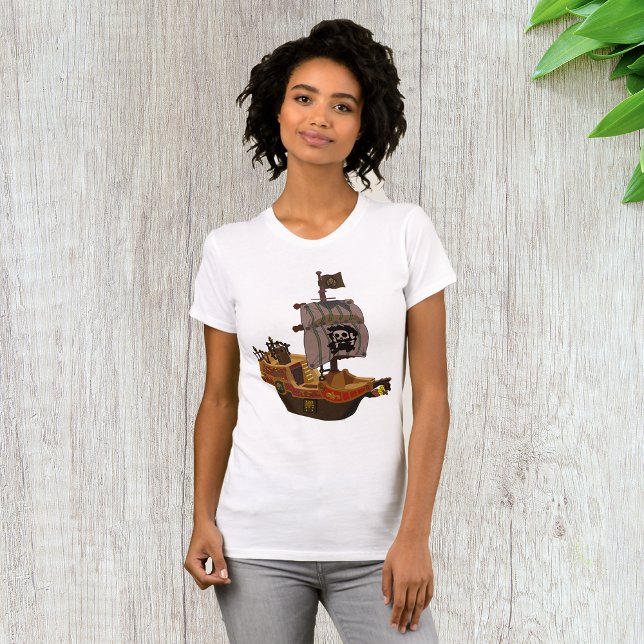 Camiseta Navio Pirata com Bandeira de Caveira (Criador carregado)