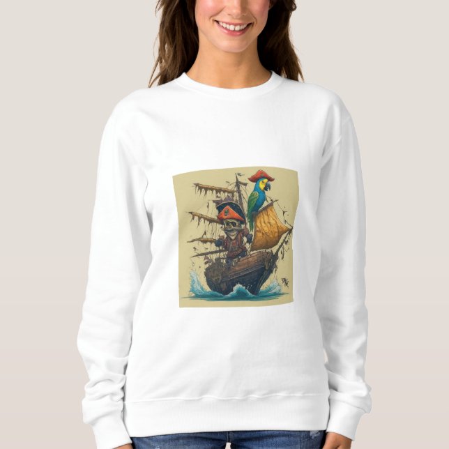 Camiseta navio pirata com papagaio (Frente)