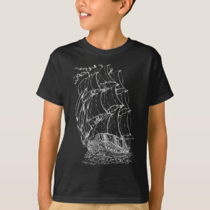 Camiseta Navio Pirata Vintage Barco de Navegação Náutica Re