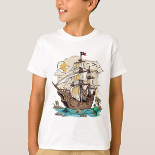 Camiseta Navio Pirata Whimsical com Patron Tshirt.