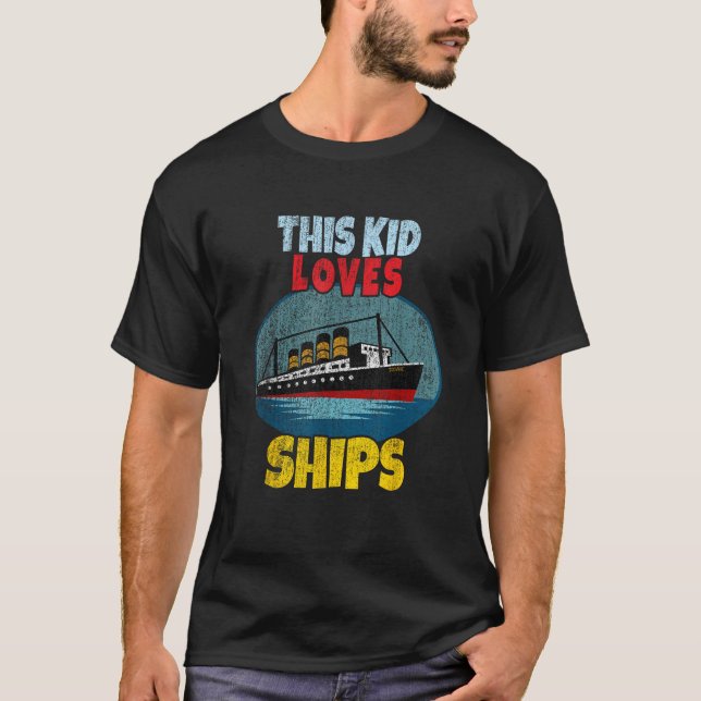 Camiseta Navio Que Ama Navios Barcos Titanic Boys Raparigas (Frente)