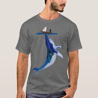 Camiseta navio solitário oceânico de baleias