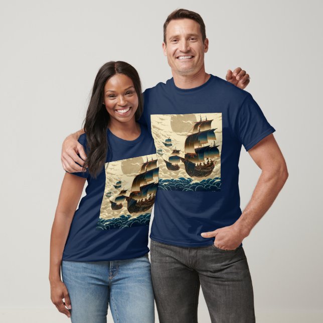 Camiseta Navios Aéreos Que Velejam Acima Das Nuvens - Corte (Unissex)