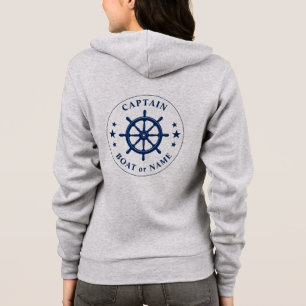 Camiseta Navios Helm Wheel Stars Capitão ou Cinza de Nome 