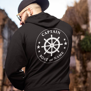 Camiseta Navios Helm Wheels Capitão ou Nome do Barco Negro