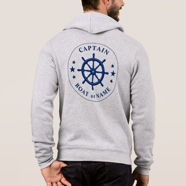 Camiseta Navios Helm Wheels Estrelas Capitão ou Cinza de No (Verso)