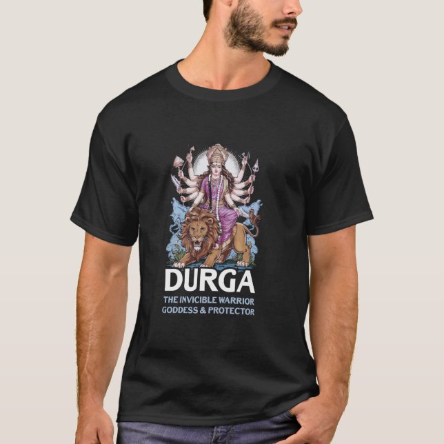 Camiseta Navratri Graba Hinduísmo Hindu Deusa Durga (Frente)