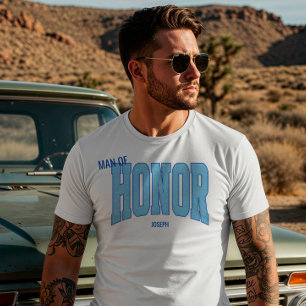Camiseta Navy + Azul Brilho Falso Varsity HOMEM DE HONRA
