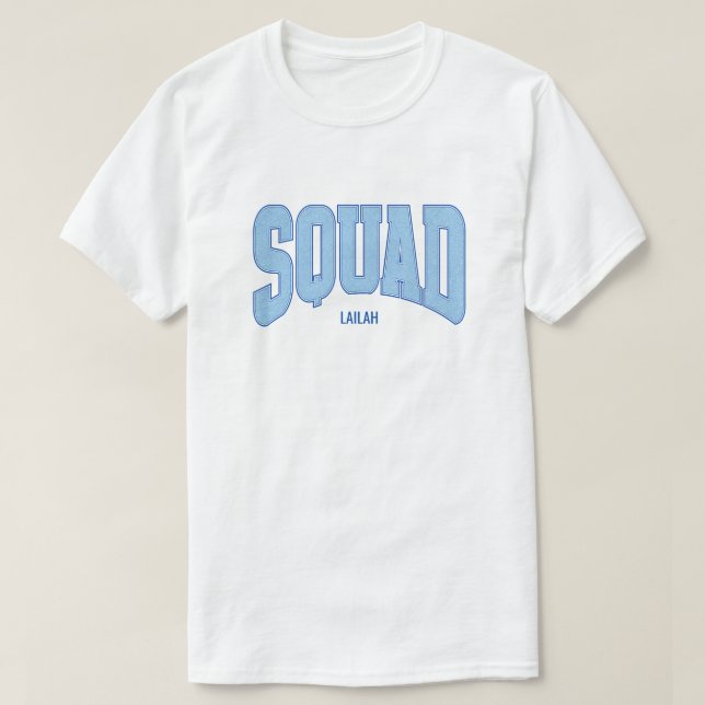 Camiseta Navy + Blue Faux Glitter SQUAD Bachelorette (Frente do Design)