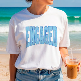 Camiseta Navy + Blue Faux Glitter Varsity Engagement Bridal