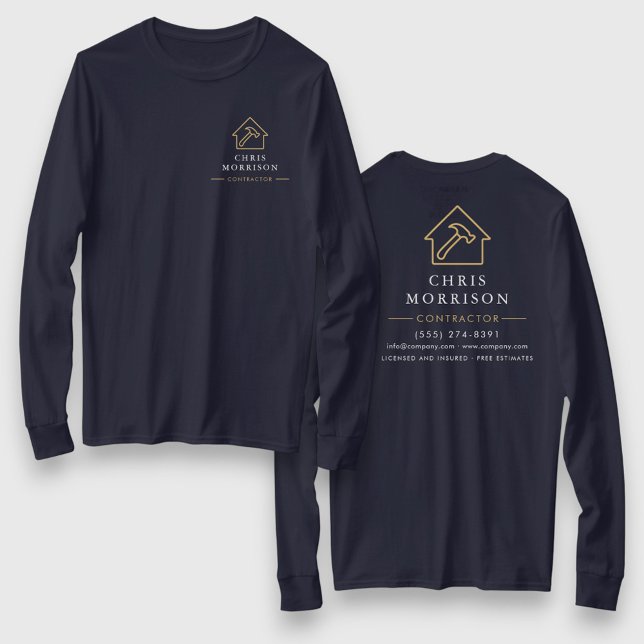 Camiseta Navy Blue Gold Contractor Home Repair Work (Criador carregado)