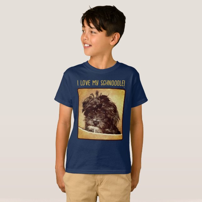 Camiseta Navy para menino de cachorro Schnoodle (Frente Completa)