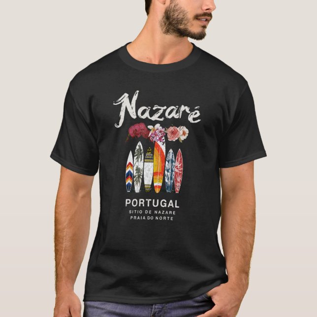 Camiseta Nazare Portugal Surfing Vintage (Frente)