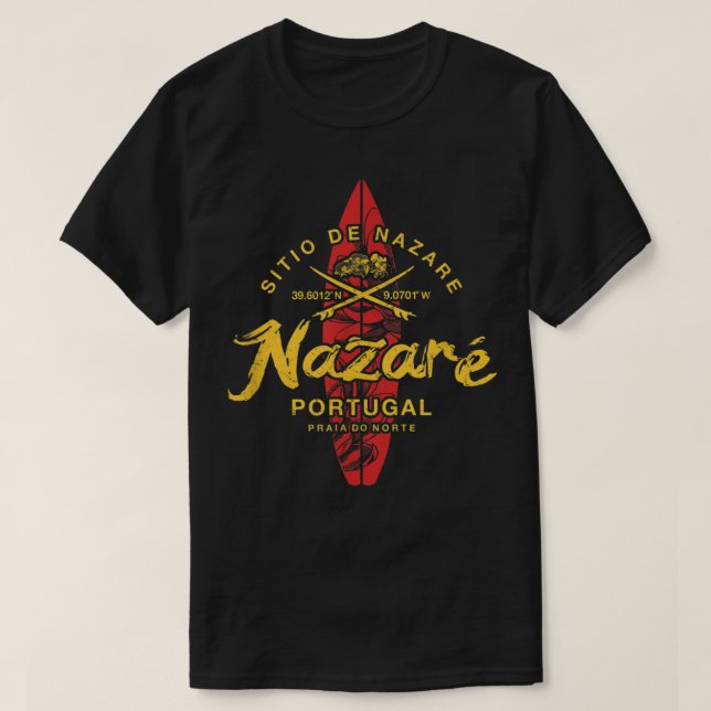 Camiseta Nazare Portugal Vintage Surfing 498 (Frente do Design)